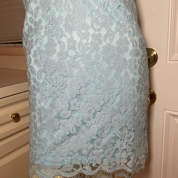 Misguided Baby Blue Size 8 adjustable straps A-line Lace Midi Dress - Picture 3 of 5